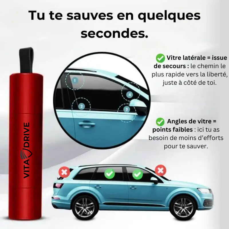 VitaDrive™ - Dispositif de survie : Coupe ceinture / Brise vitre